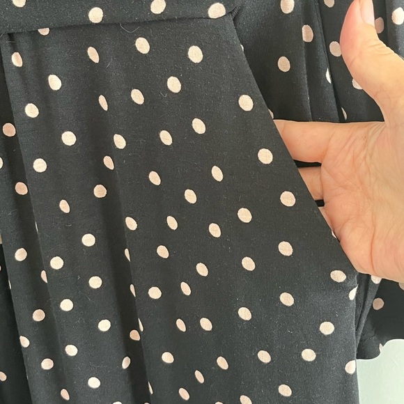 Boden Abigail Black and Pink Polka Dot Long Sleeve Dress Size 10P Jersey Knit - Picture 6 of 16